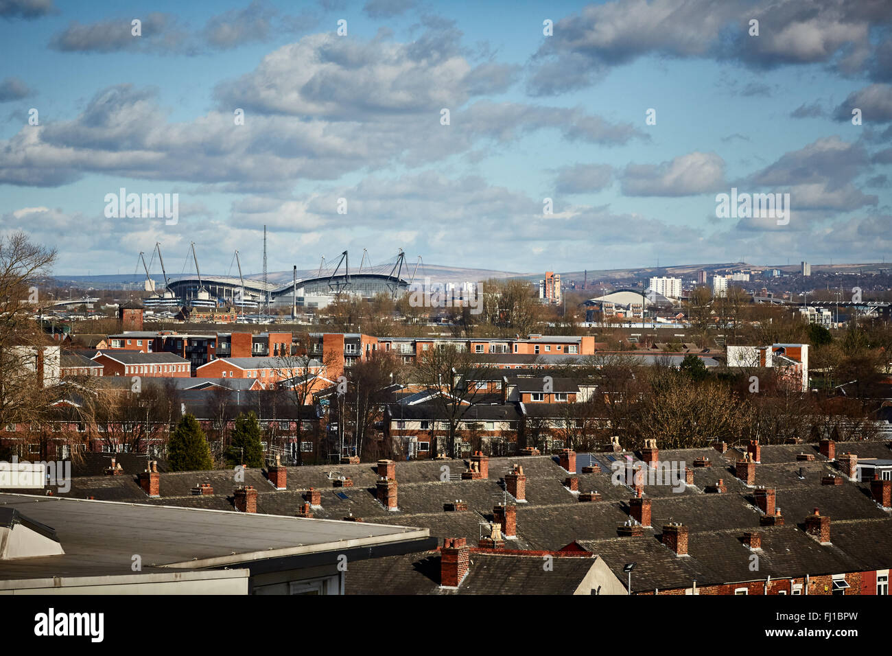 Heimstadion von Manchester City Football Club The City of Manchester Stadium in Manchester, England, auch bekannt als Etihad Stadium Stockfoto