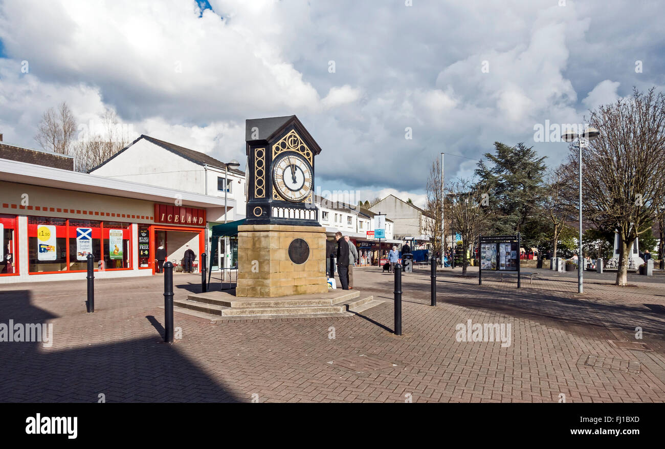 Milngavie Town Clock in der Innenstadt von Milngavie in East Dumbartonshire Schottland Stockfoto