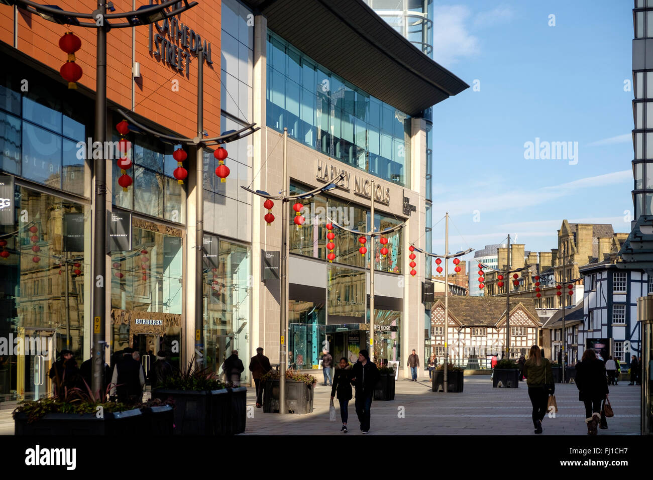 Manchester, UK - 16. Februar 2016: Harvey Nichols, New Cathedral Street, Manchester Stockfoto