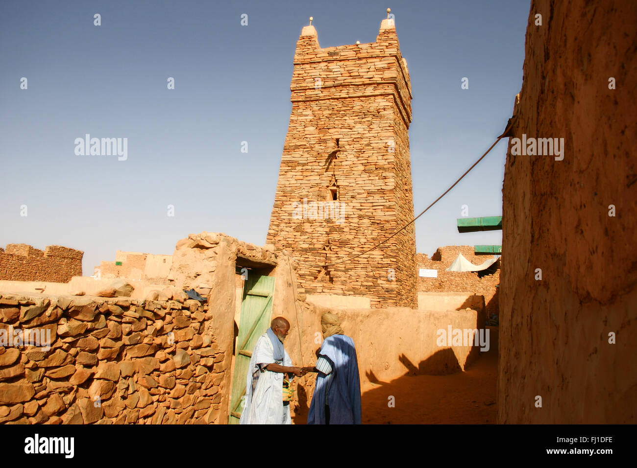 Chinguetti: Moschee in der Altstadt, Sahara, Mauretanien - UNESCO-Welterbe Stockfoto