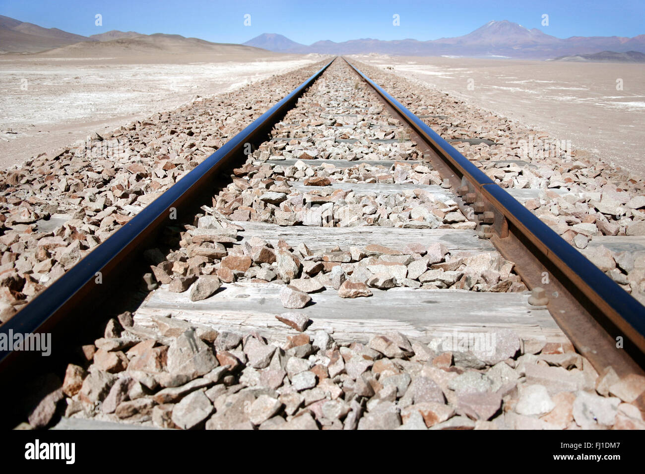 Zug schienen Titel im Salar de Uyuni Sud Lipez, Bolivien Stockfoto