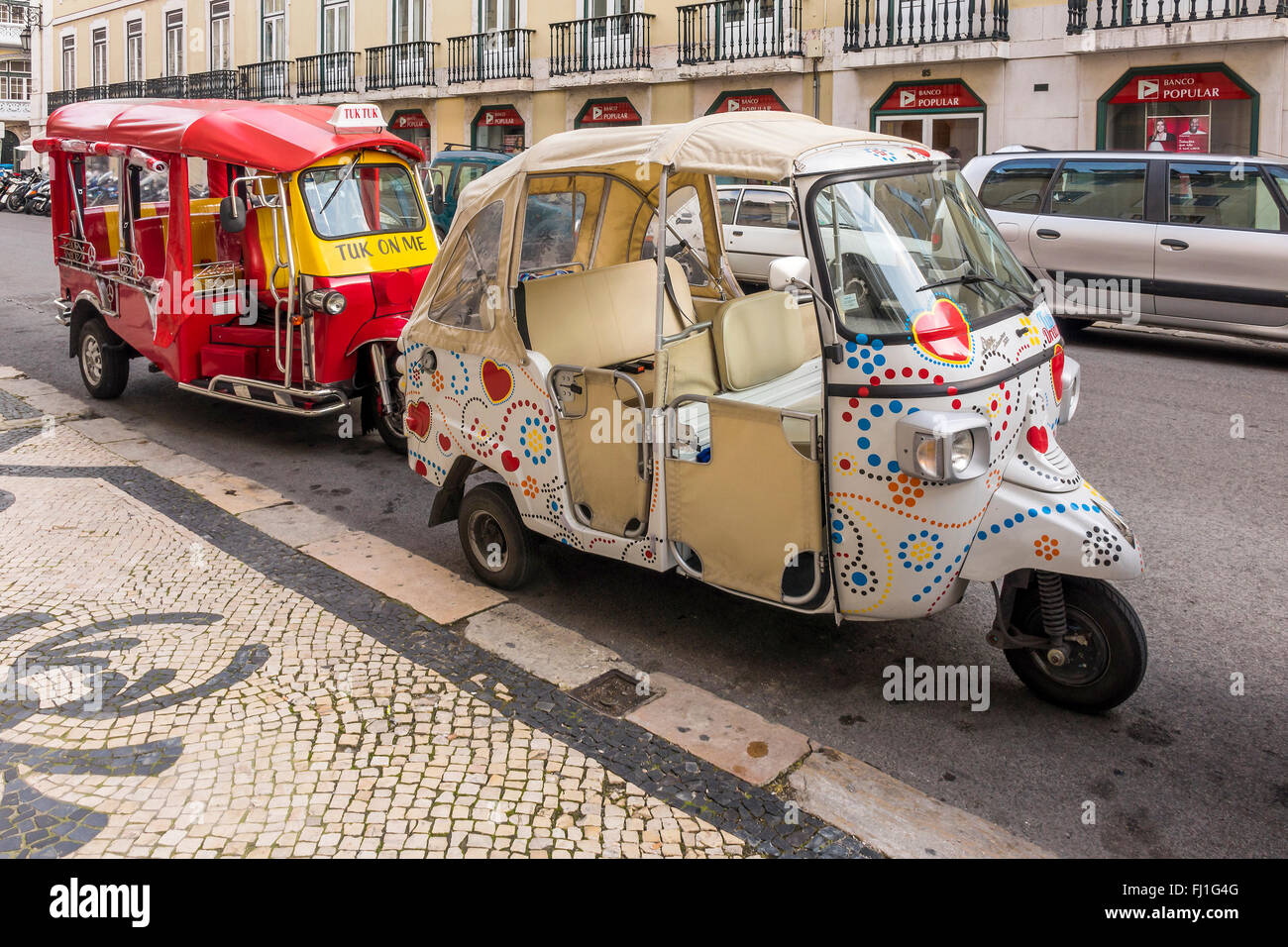 Tuk Tuk Taxi Lissabon Portugal Stockfoto