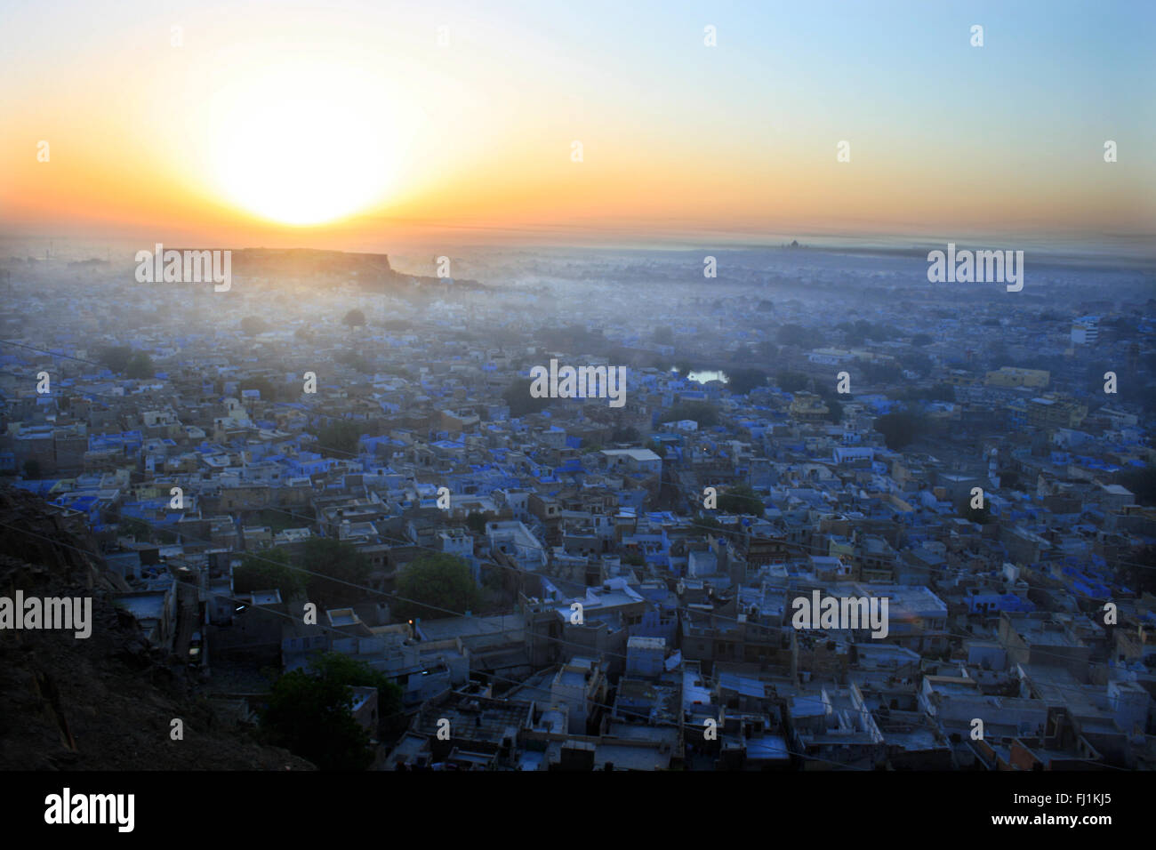 Sonnenaufgang auf Jodhpur (blaue Stadt), Rajasthan, Indien Stockfoto
