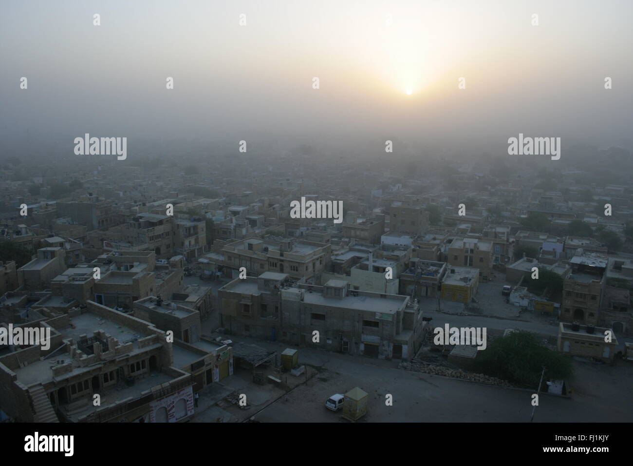 Sonnenaufgang auf Stadt Jaisalmer, Rajasthan, Indien Stockfoto