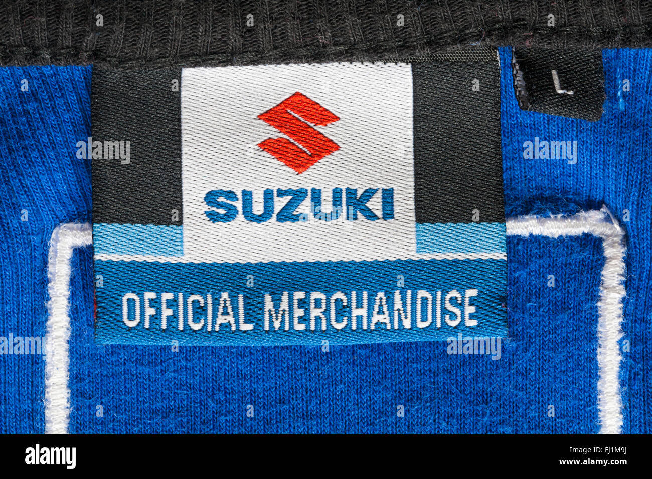 Aufkleber Suzuki offizielle Merchandise blau Top Stockfoto
