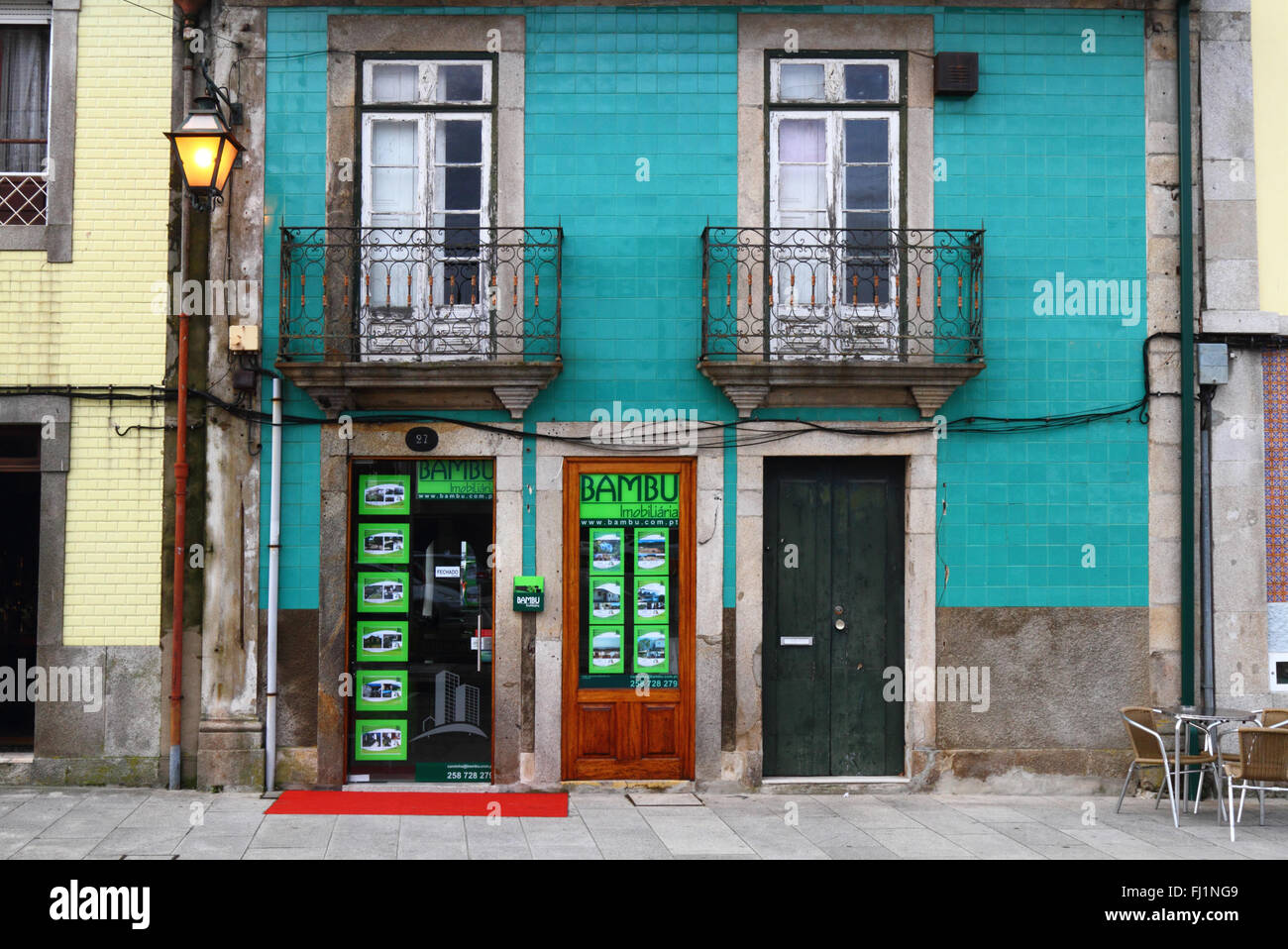 Immobilien-Makler-Büro, Caminha, Provinz Minho, Nordportugal Stockfoto