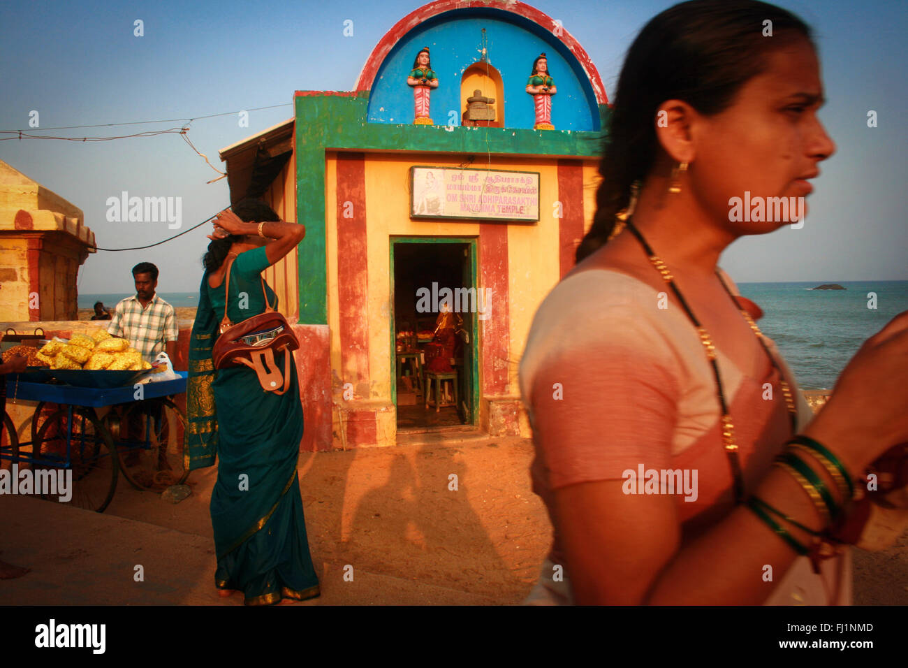 Farbenfrohe Tempel in Kanyakumari, Indien Stockfoto