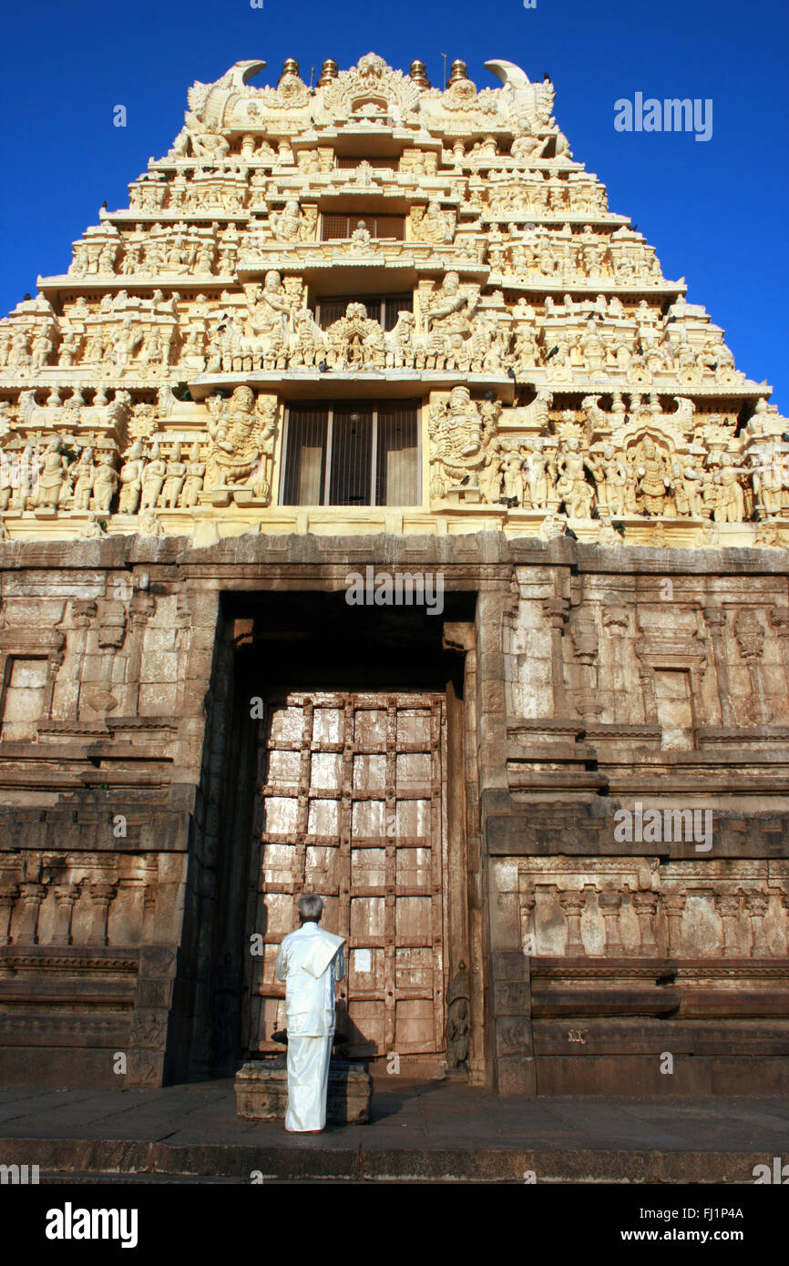 Eingang des Chennakesava Tempel, Belur, Indien Stockfoto