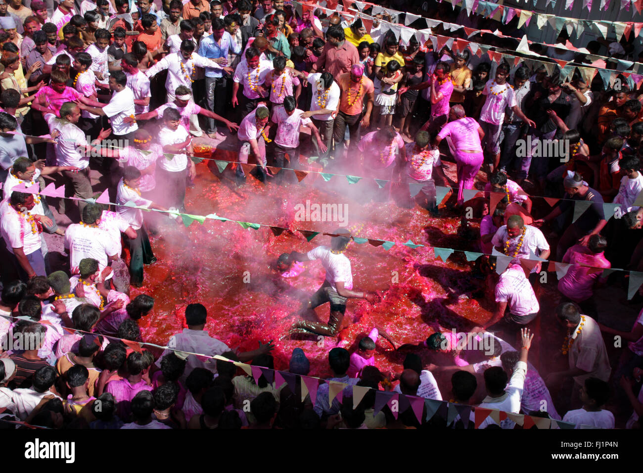 Holi feiern in Nashik Indien Stockfoto
