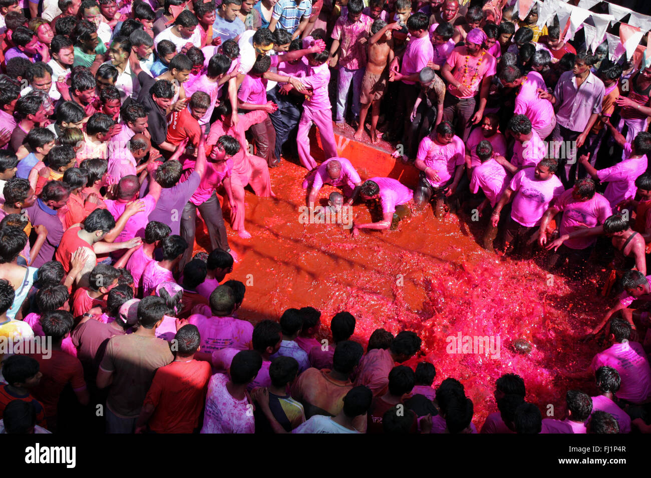 Holi feiern in Nashik Indien Stockfoto