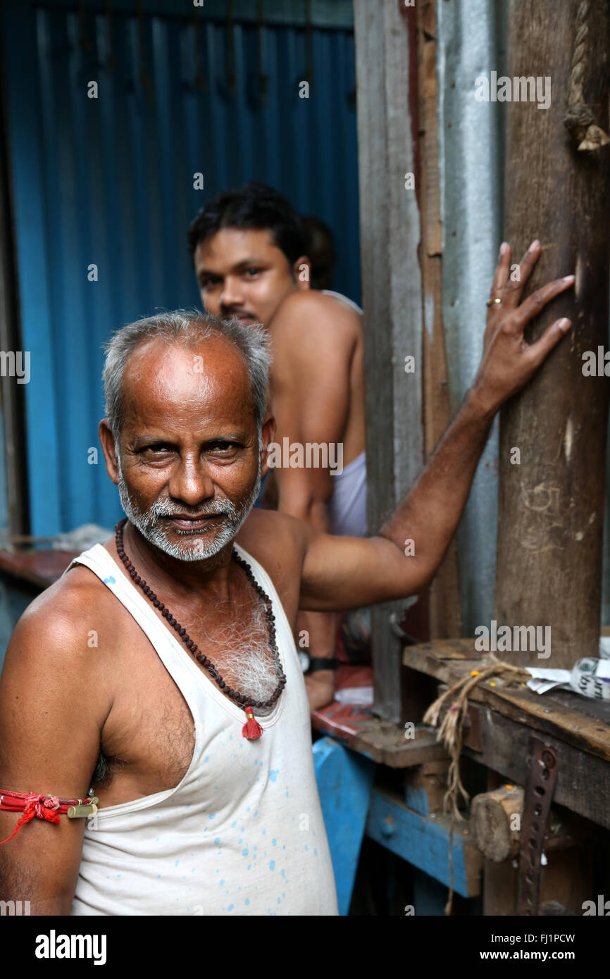 Portrait von Bengali Mann in Kolkata, Indien Stockfoto