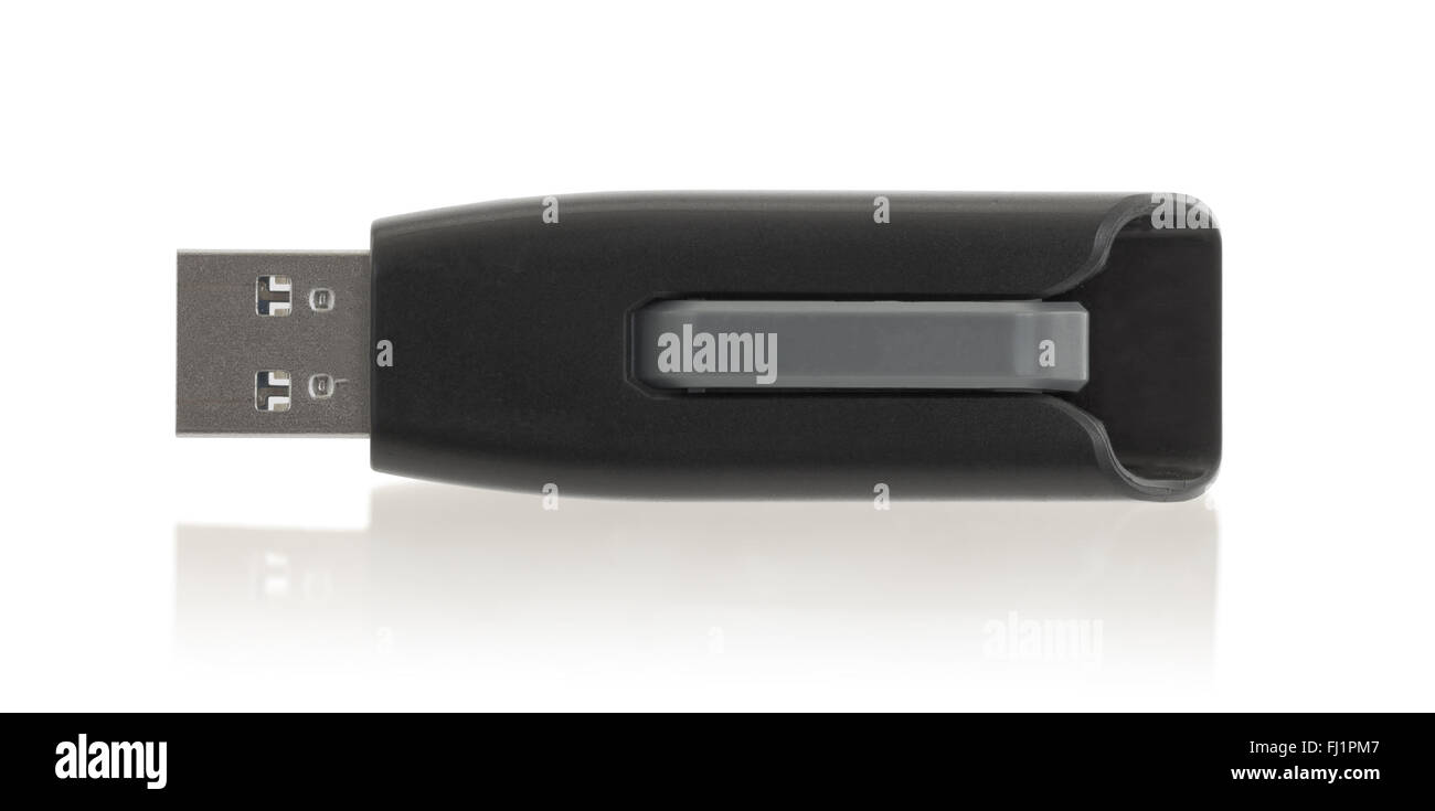 Black USB-Memory-stick isolierten auf weißen Hintergrund Stockfoto