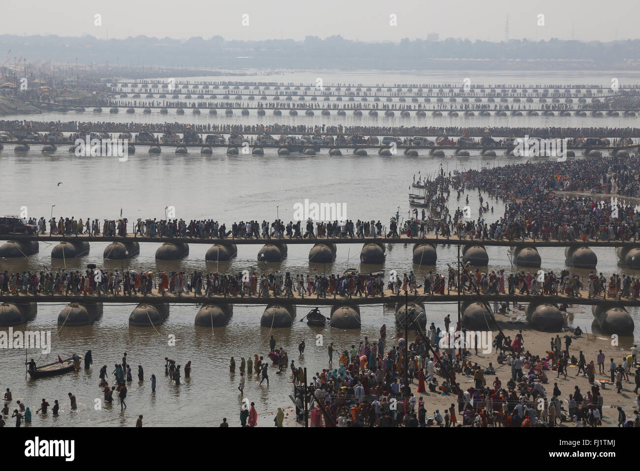 Maha Kumbh Mela 2013 - Menschen und Masse - Januar - Februar 2013 Stockfoto