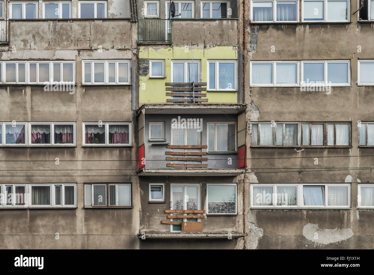 Wohnhäuser auf der Straße Ulica Piaskowa, erbaut um das Jahr 1960, Wroclaw, niedriger Woiwodschaft Schlesien, Polen, Europa Stockfoto