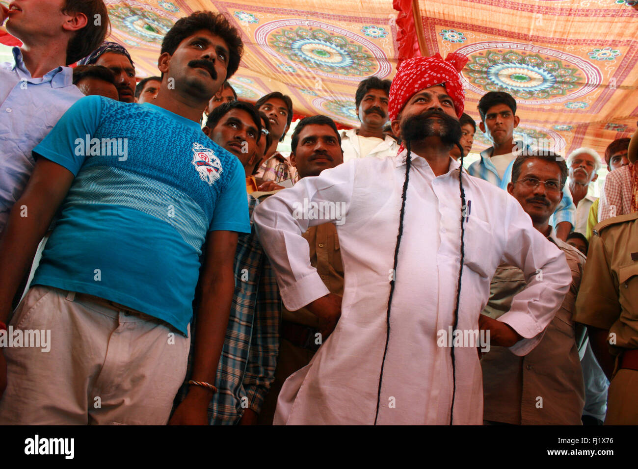 Mister Schnurrbart Konkurrenz während Pushkar Mela camel Fair Stockfoto
