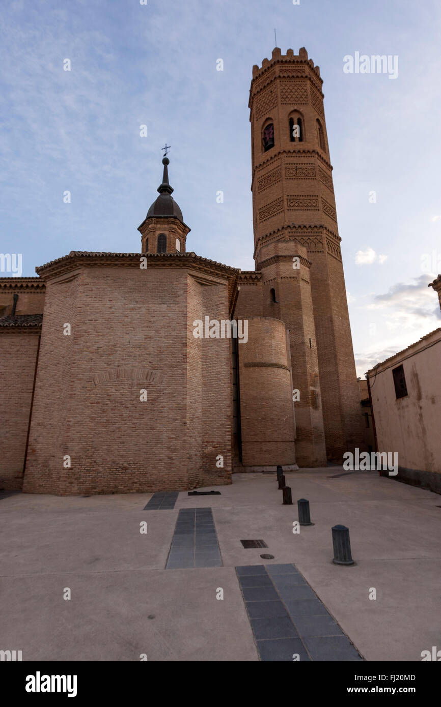 Mudéjar Kirche Santa María, Tauste, Cinco Villas, Zaragoza Provinz, Aragon, Spanien Stockfoto