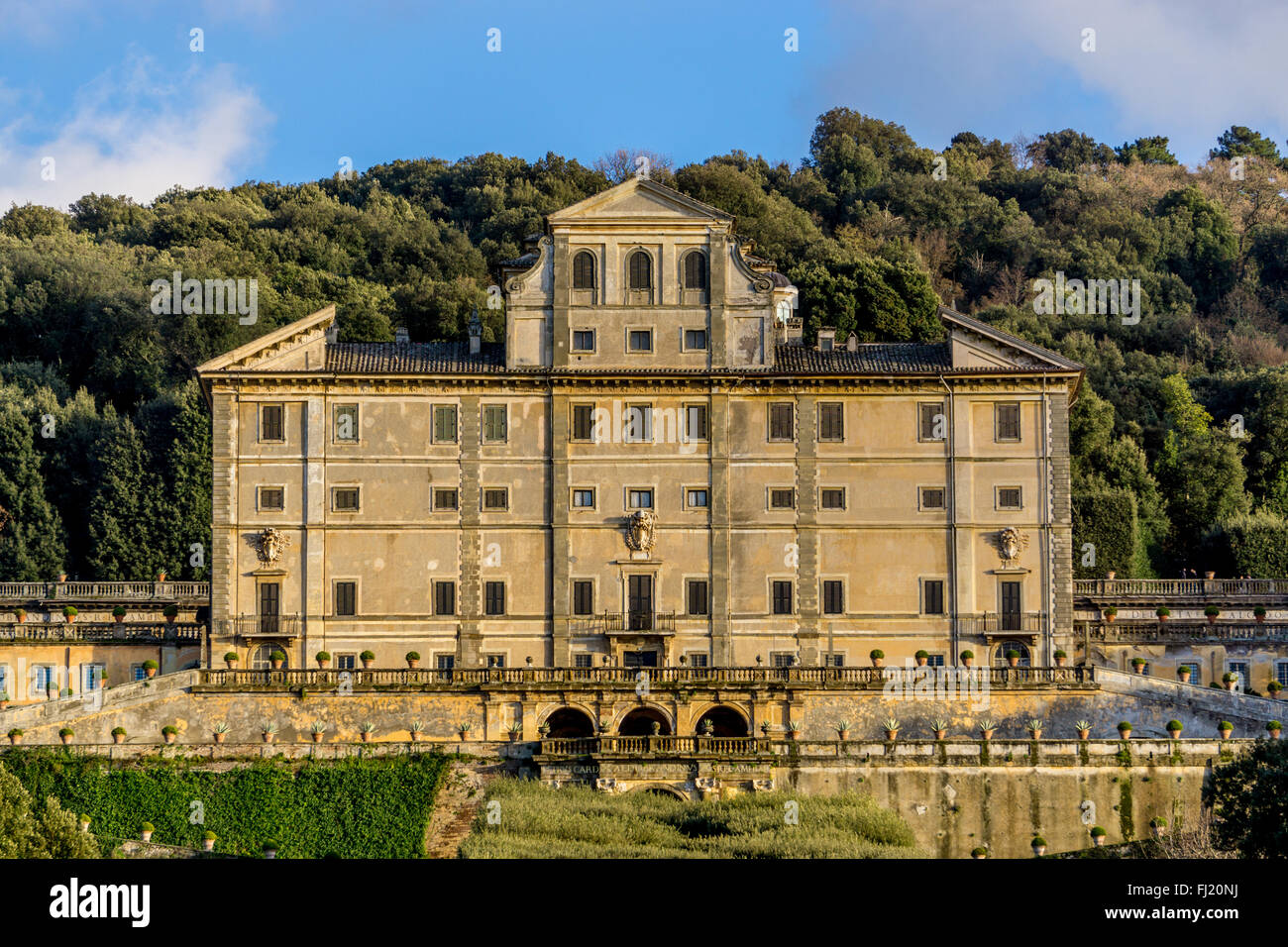 Die Fassade der Villa Aldobrandini in Frascati Stockfoto