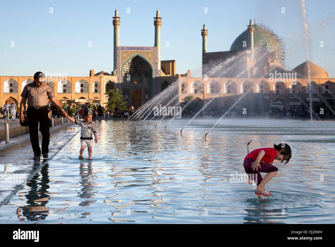 Am späten Nachmittag an Naqsh-e Jahan Square, einem UNESCO Weltkulturerbe, Isfahan Stockfoto