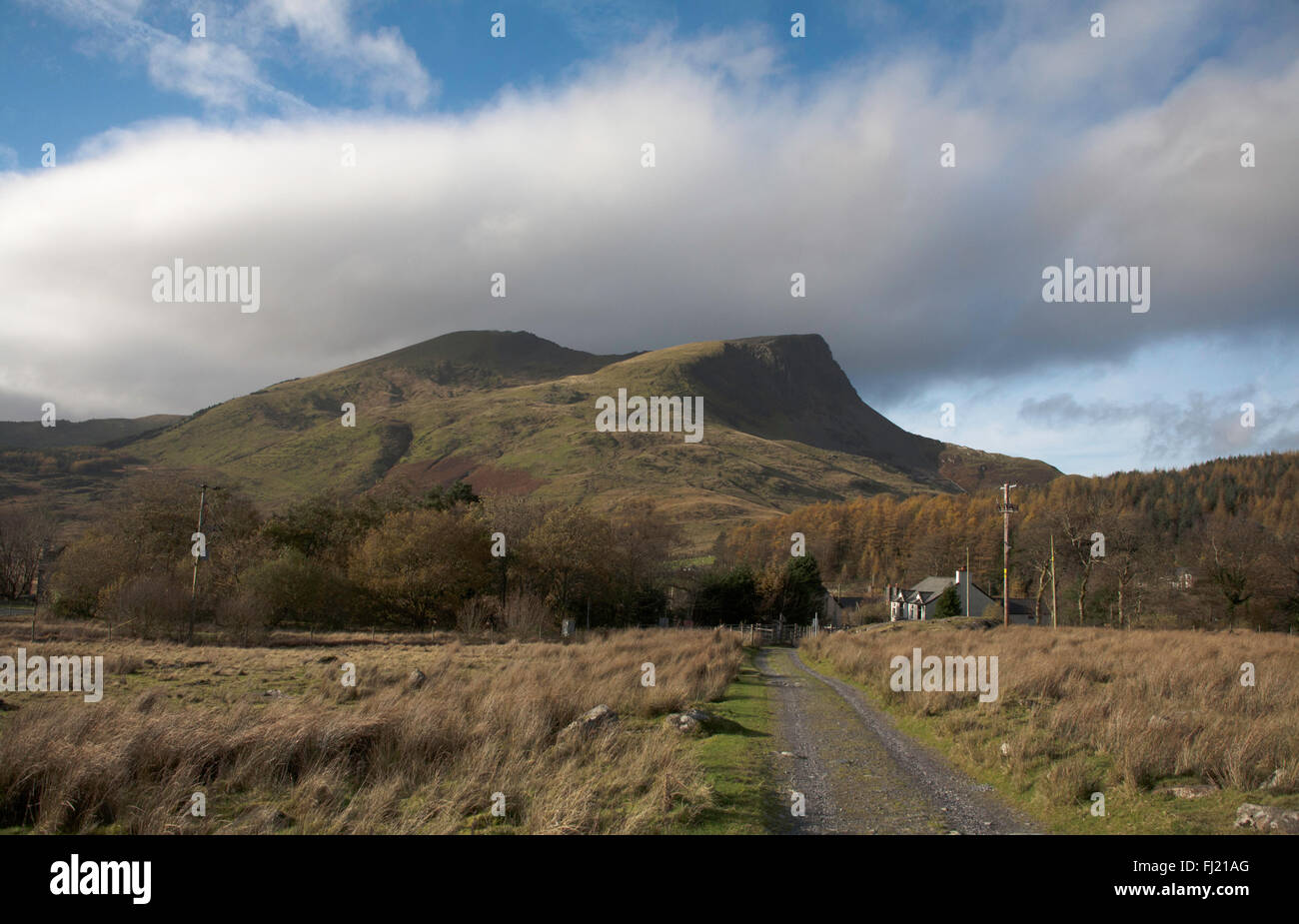 Y-Garn Nordende des The Nantlle Ridge aus dem Weg zu Beddgelert Rhyd Ddu Snowdonia Gwynedd North Wales Stockfoto