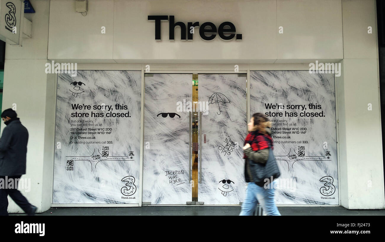 3 Store am Regents Street geschlossen Stockfoto
