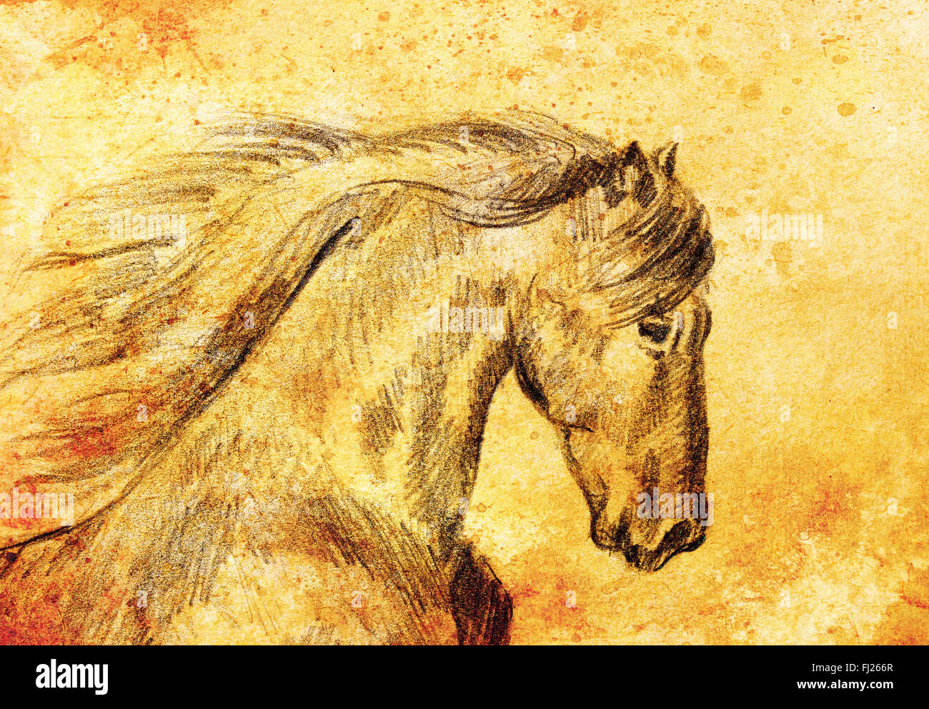 Bleistift Pferd Zu Zeichnen Auf Dem Alten Papier Und Alte Vintage Papierstruktur Stockfotografie Alamy