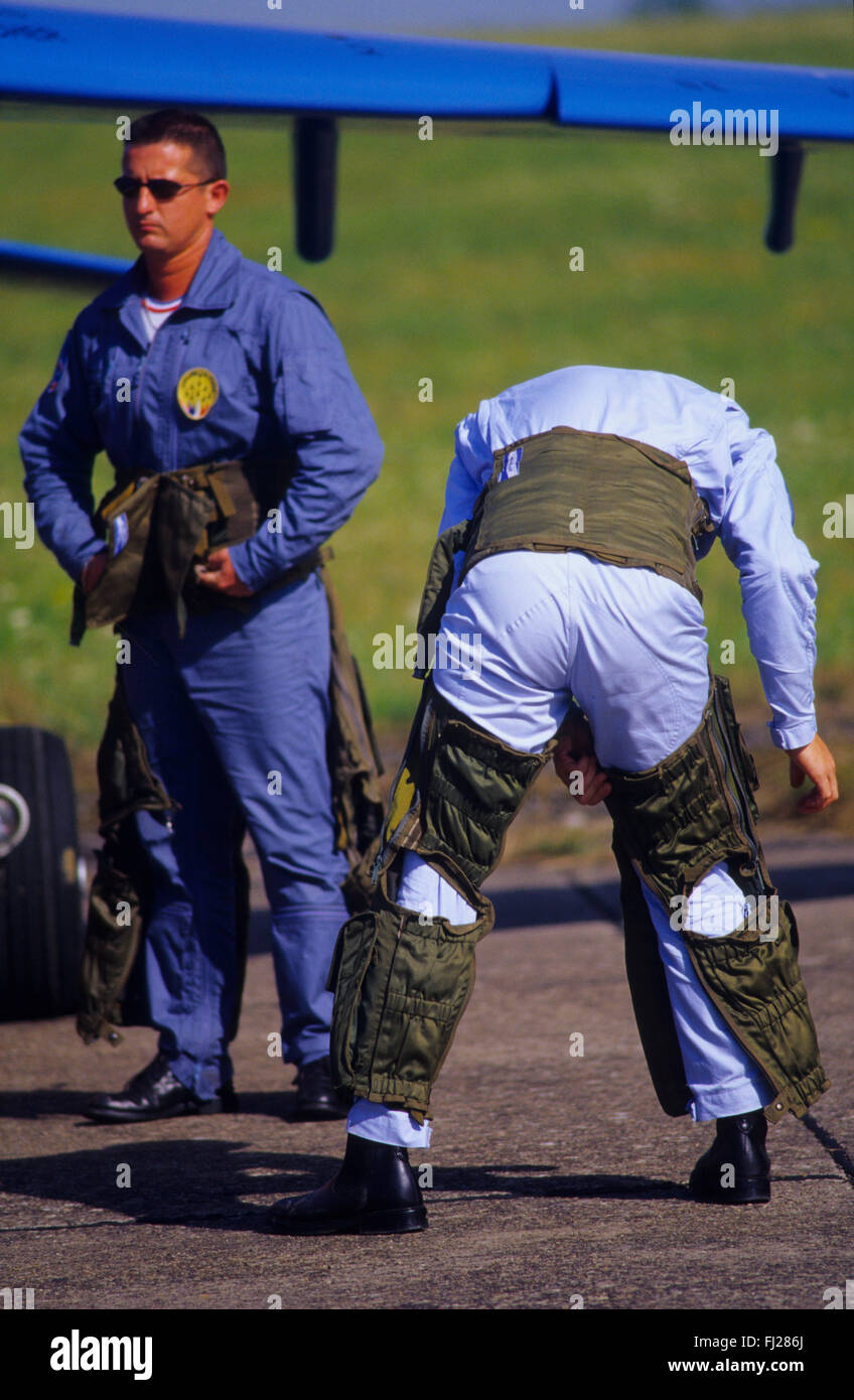 Meurthe et Moselle (54), Flugplatz de Chambley-Bussieres, La Patrouille de France, Vorbereitung du Pilote Avant le fahren / / Fran Stockfoto