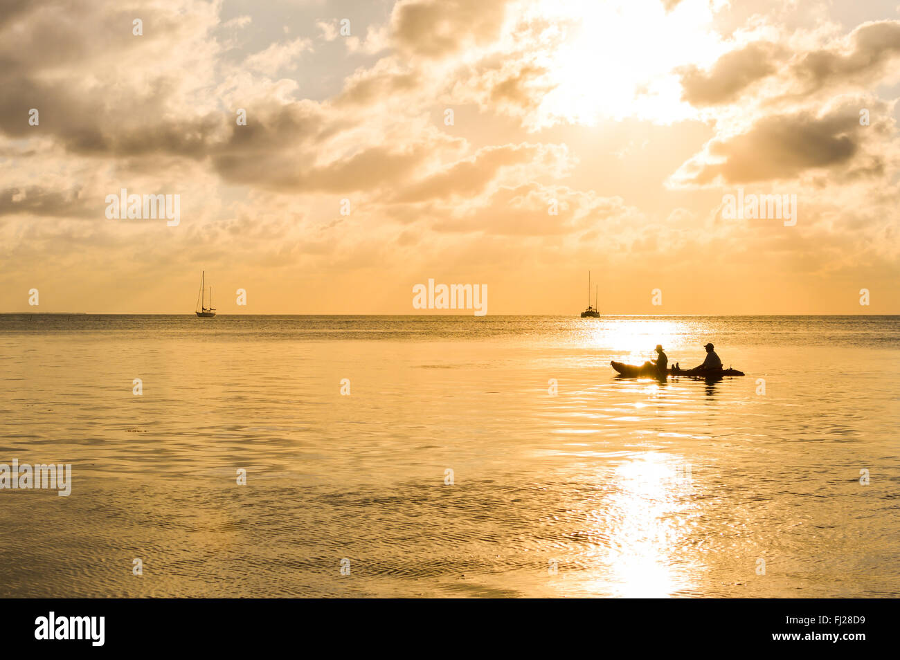 Sonnenuntergang in der Karibik Insel Caye Caulker, Belize Stockfoto
