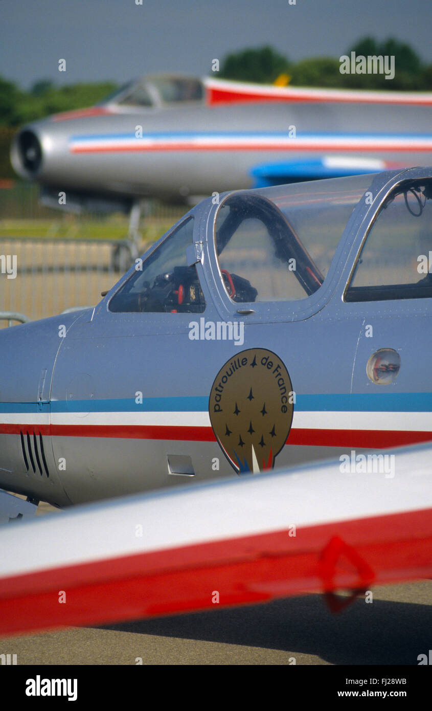 Bouches-du-Rhône (13), base Aerienne de Salon de Provence, Fouga Magister, Ancien Avion de Chasse de La Patrouille de France / / Stockfoto