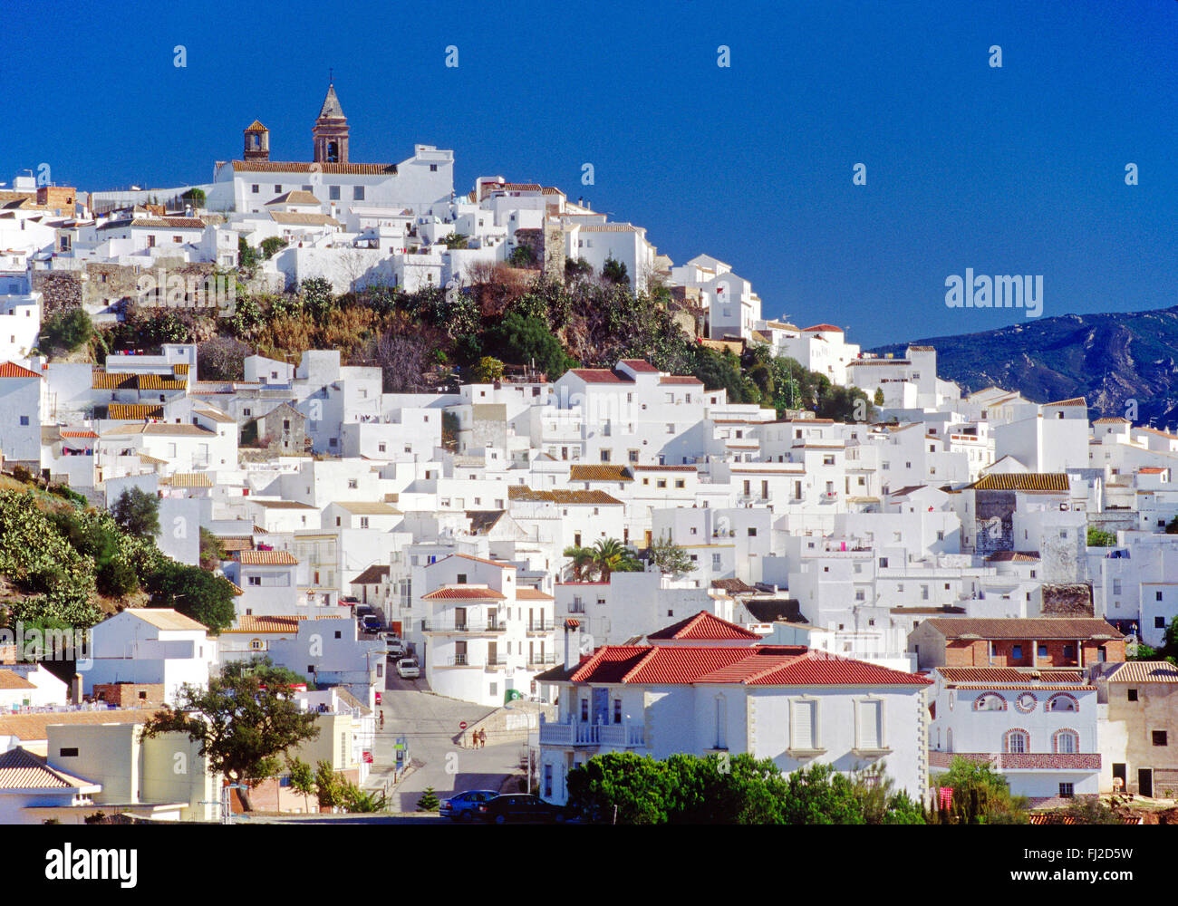 Die strahlend weiße gewaschen Stadt ALCALA DE GAZULES in ZENTRALSPANIEN Stockfoto