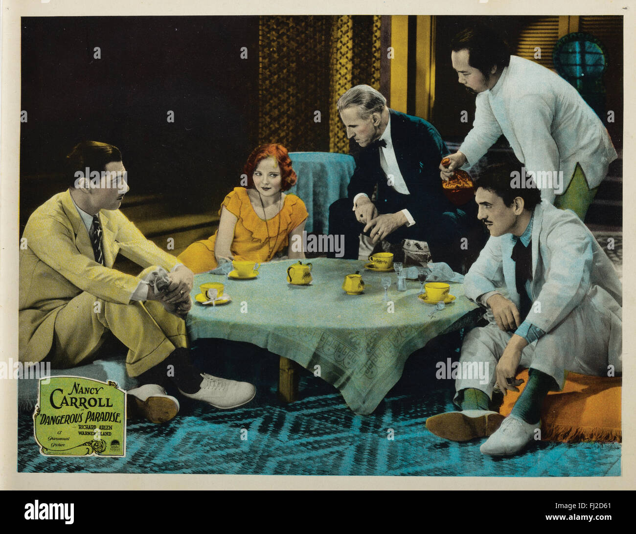 "Gefährliche Paradise" (Paramount, 1930), Szene Lobby Card, Nancy Carroll mit Richard Arlen und Warner Oland. Stockfoto