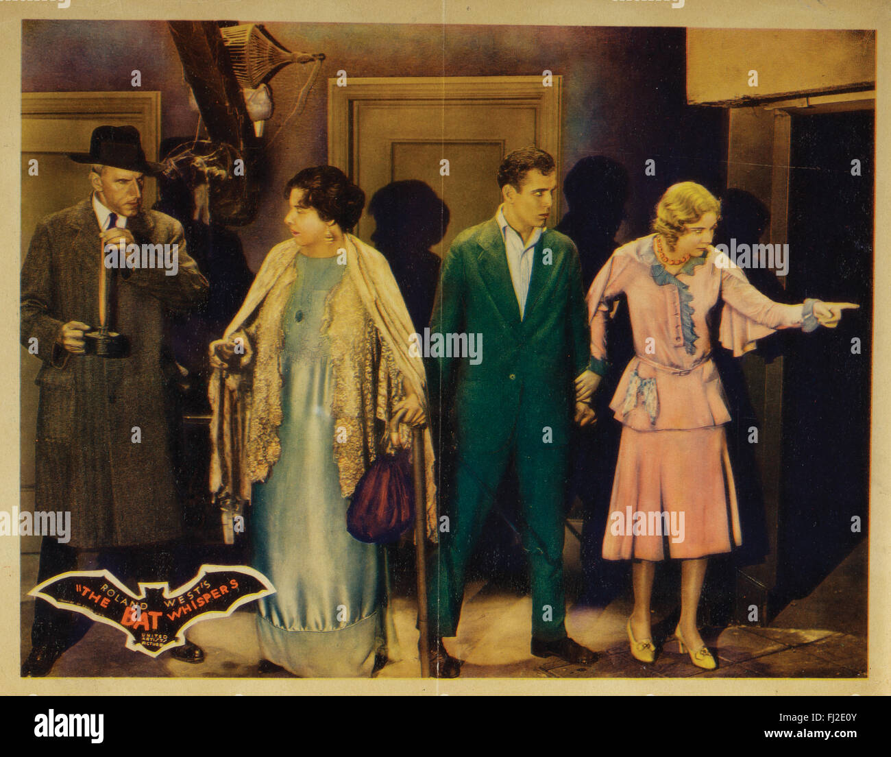 "Der Bat Whispers (Roland West Productions, 1930), lobby-Szene Karte. Darsteller: Chance Ward, Richard Tucker, Wilson Benge, DeWitt Jennings. Regie: Roland West. Verfasser: Mary Roberts Rinehart und Avery Hopwood. Stockfoto