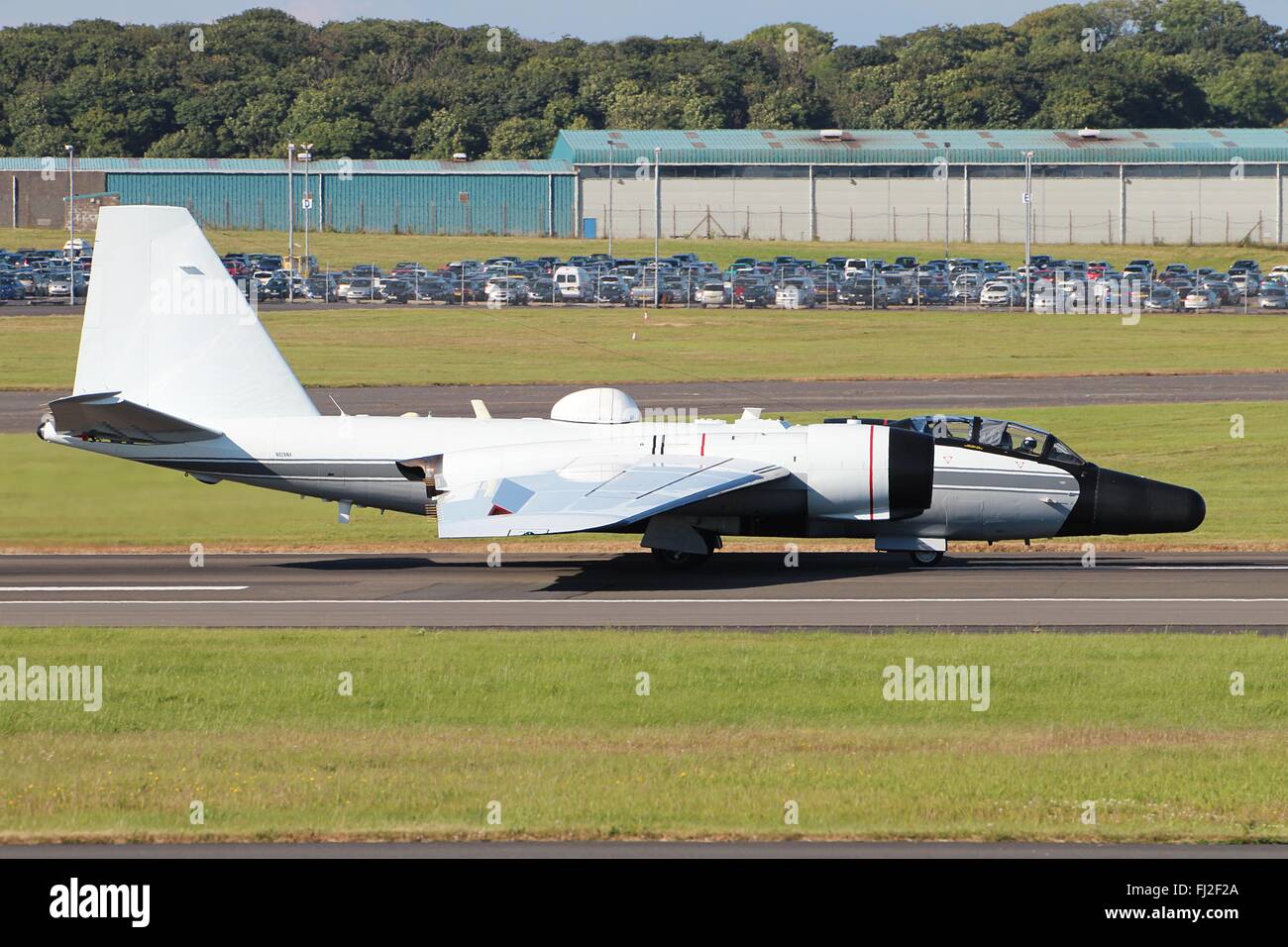 N926NA, ein Martin WB-57F Canberra, betrieben von der NASA, bei der Landung am Flughafen Prestwick nach einem Transatlantik-Flug. Stockfoto