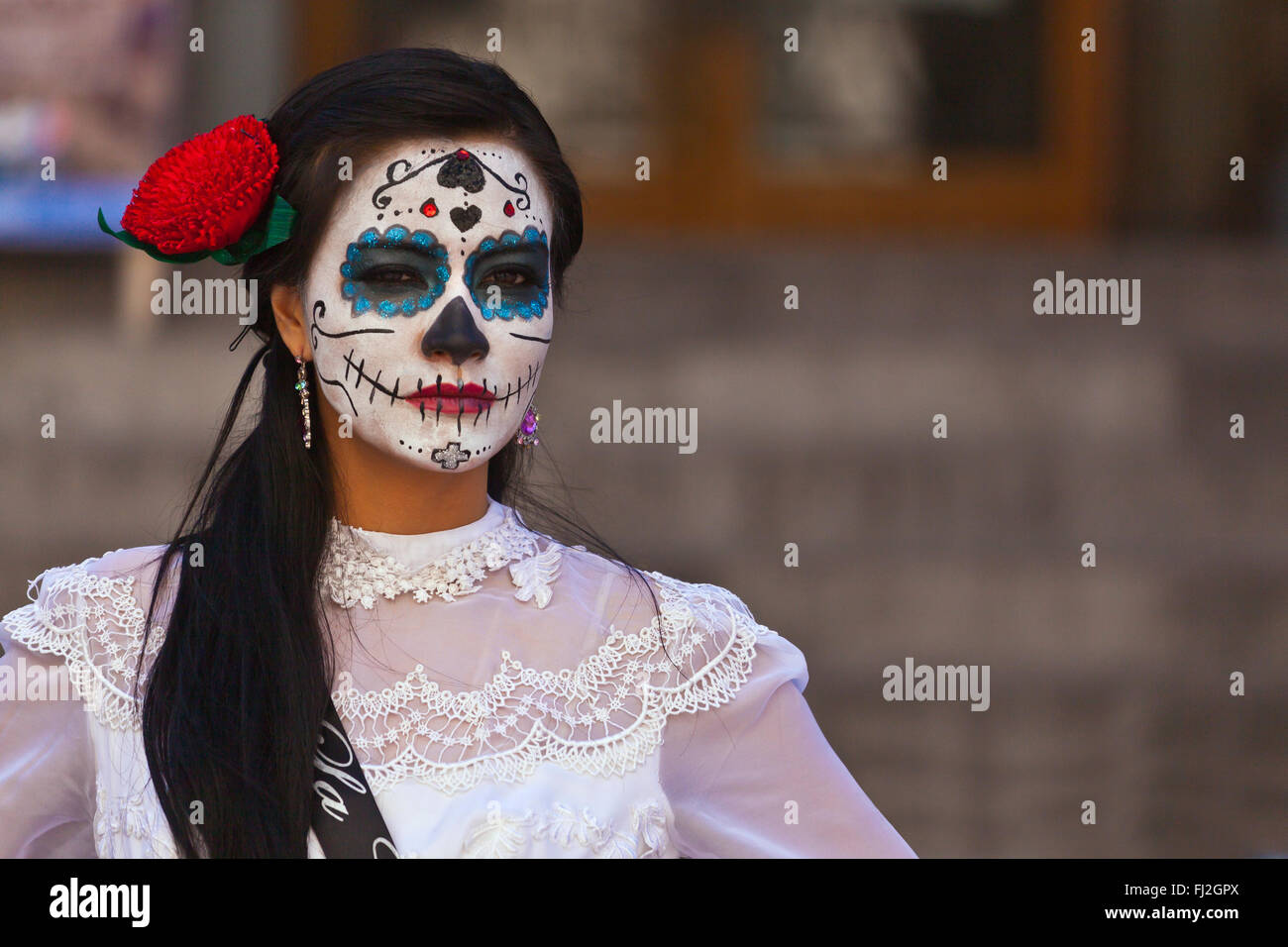 LA CALAVERA CATRINA oder elegante Schädel, ist das Symbol für den Tag der Toten - GUANAUATO, Mexiko Stockfoto