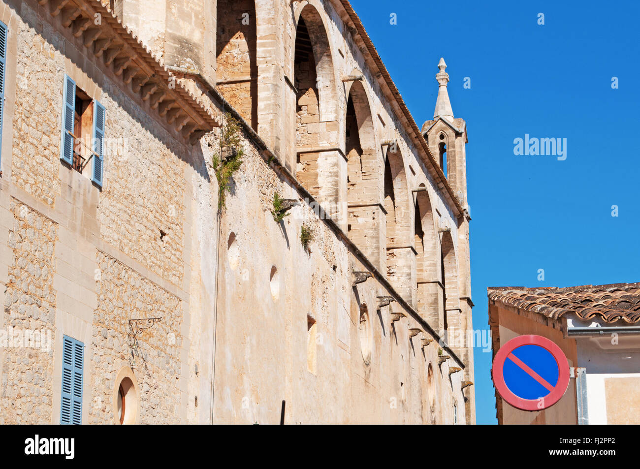 Mallorca, Balearen, Spanien: Details der Kirche der Verklärung des Herrn in Artà Stockfoto