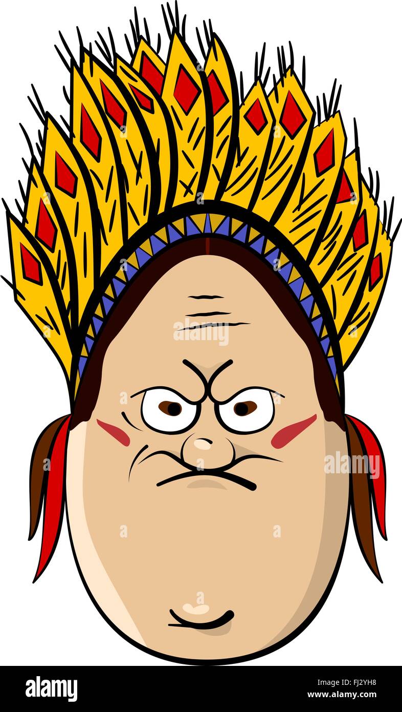 Red Indian lustige Cartoon Ei Gesicht Charakter Vektor-Illustration Stock Vektor