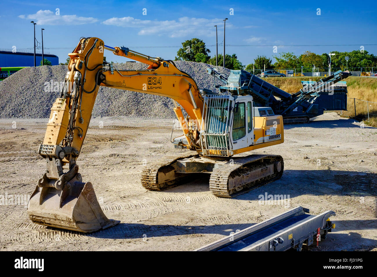 Bagger und mechanischen Anlagen auf der Baustelle, Frankreich, Europa Stockfoto