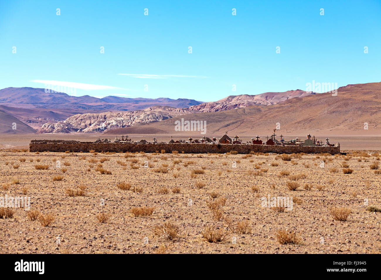 Friedhof in der Puna Wüste, Santa Rosa de Los Pastos Grandes, Argentinien Stockfoto