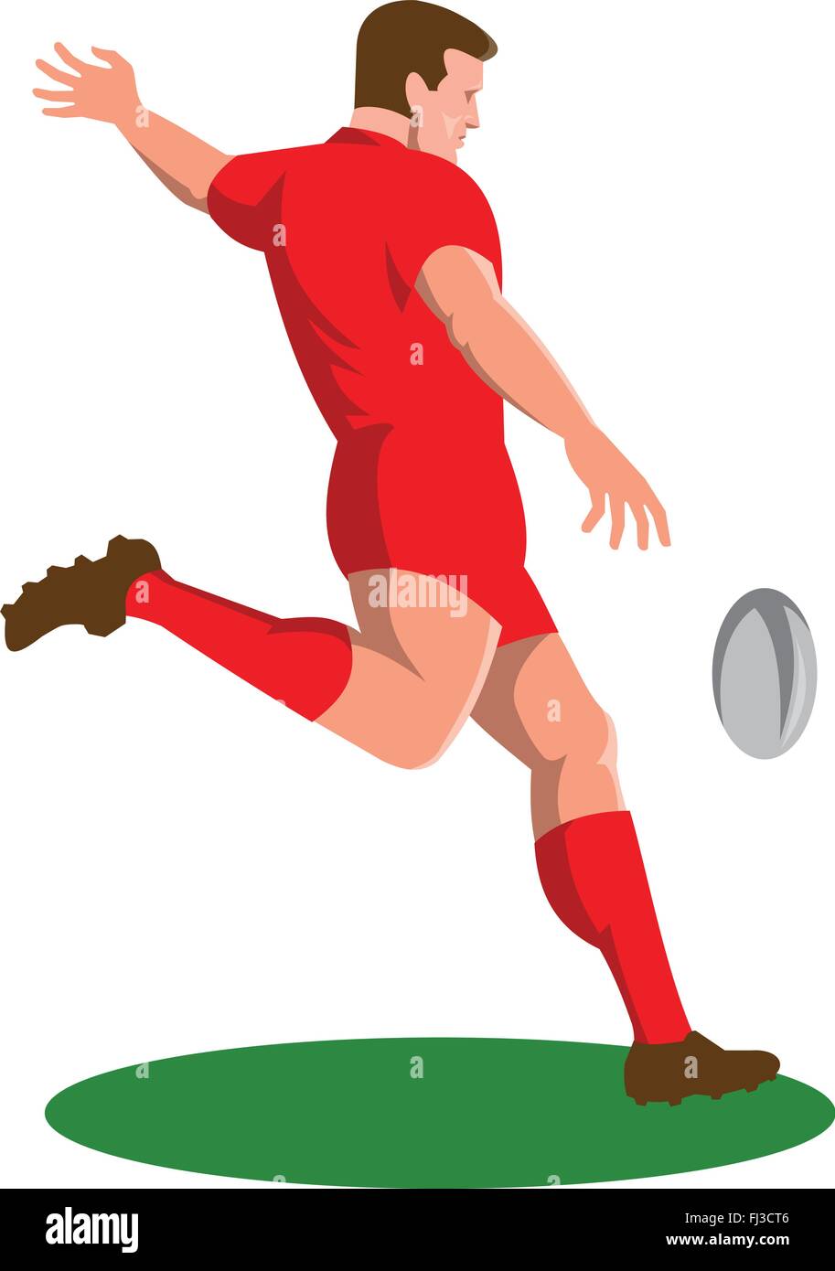 Vektor-Illustration ein Rugby-Spieler treten Ball Seitenansicht im retro-Stil gemacht. Stock Vektor
