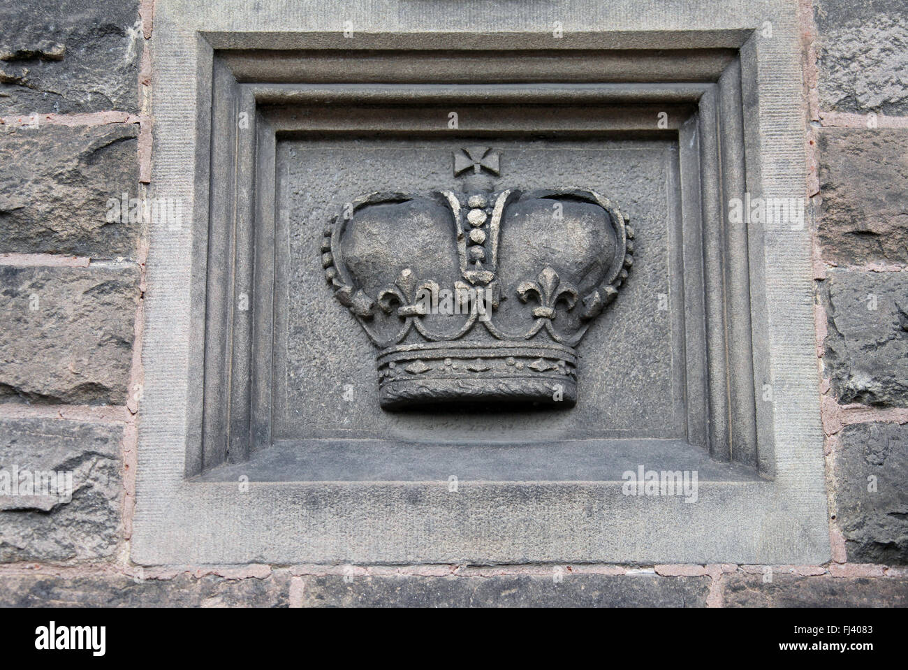 Historische architektonische Besonderheit auf dem ehemaligen Krone Hotelgebäude in Matlock Stockfoto