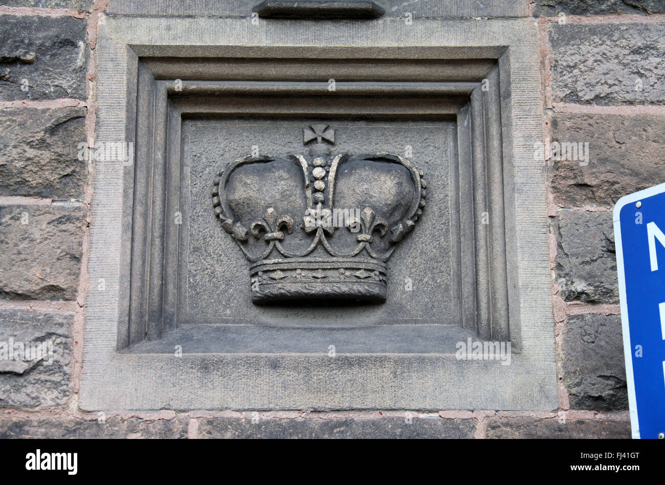 Historische architektonische Besonderheit auf dem ehemaligen Krone Hotelgebäude in Matlock Stockfoto