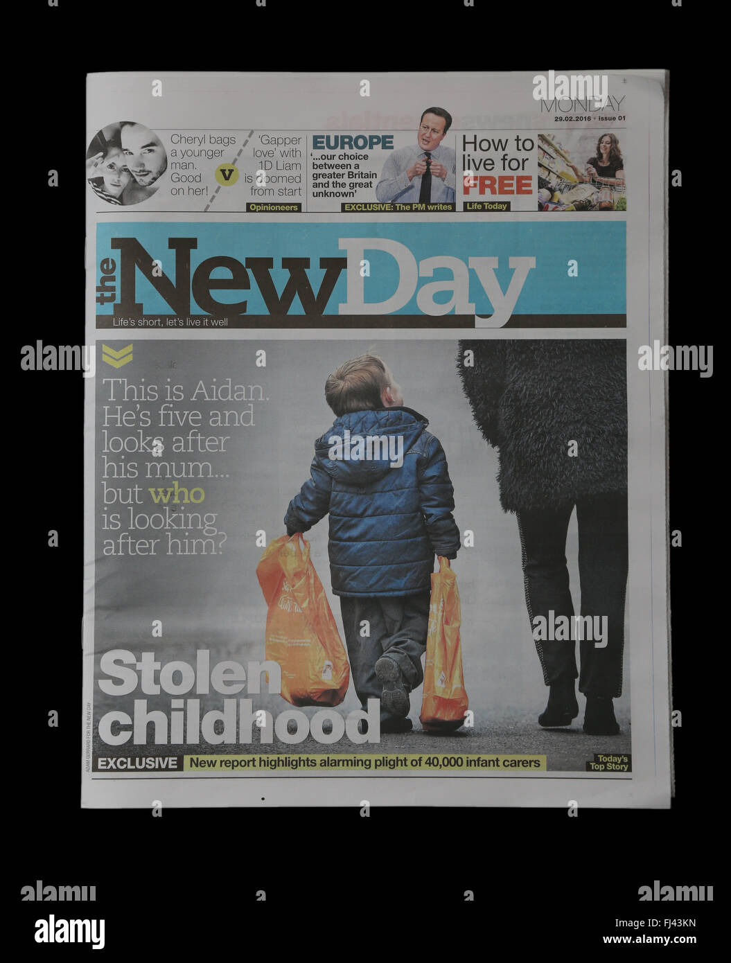 Die erste Ausgabe von The New Tag britische Boulevardzeitung.  Montag, 29. Februar 2016 Stockfoto