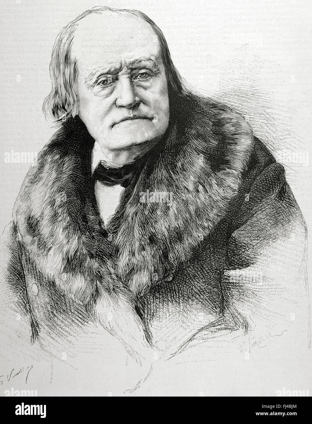 Henri Milne-Edwards (1800-1885). Französischer Zoologe. Porträt. Kupferstich von H. Thirial. Ilustración Artistica, 1885. Stockfoto