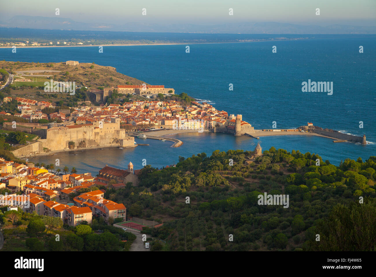 Die mediterrane Stadt Collioure, Südfrankreich. Stockfoto