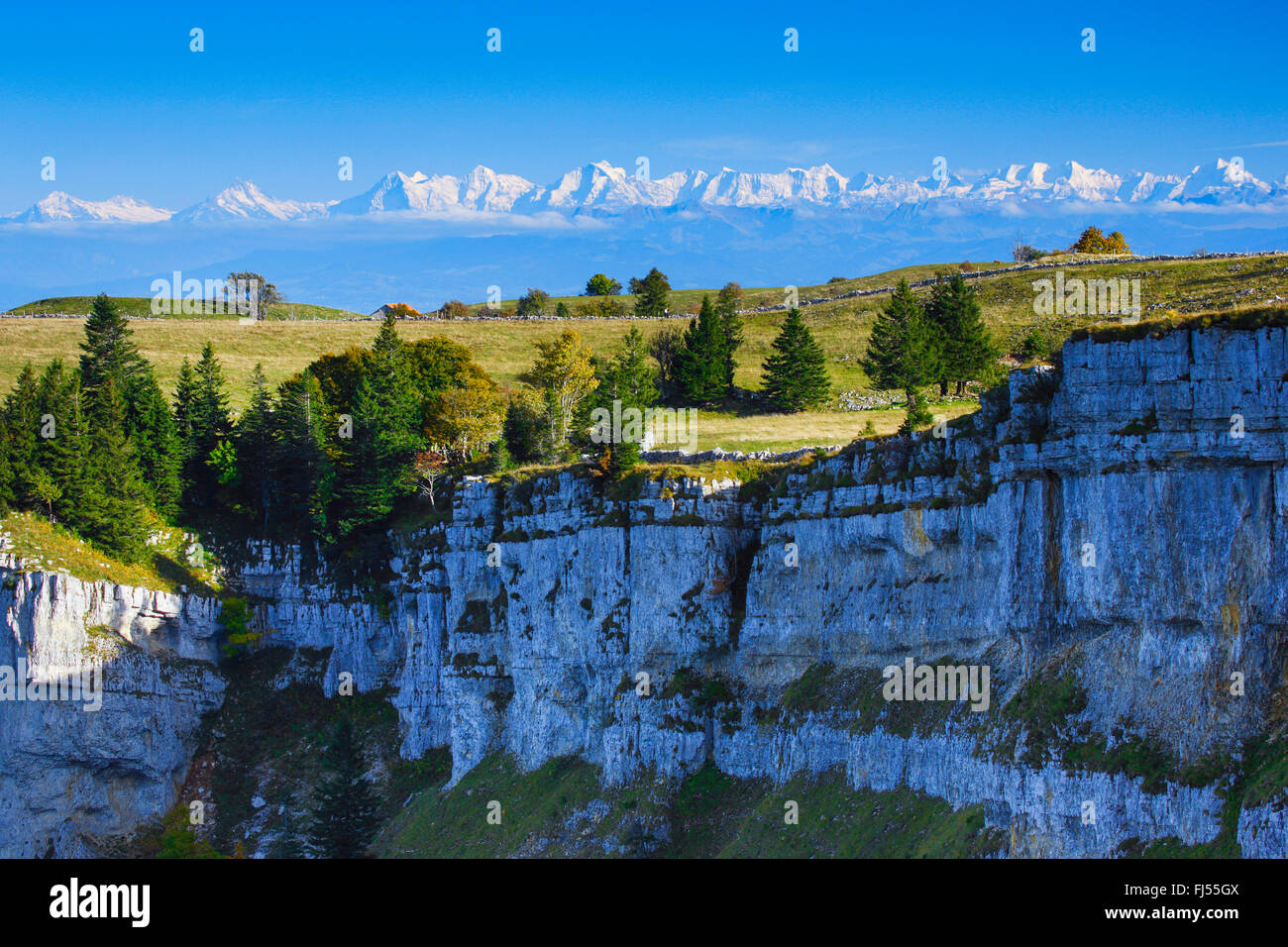 natürliche felsigen Cirque Creux du Van, der Schweiz, Neuenburg Stockfoto