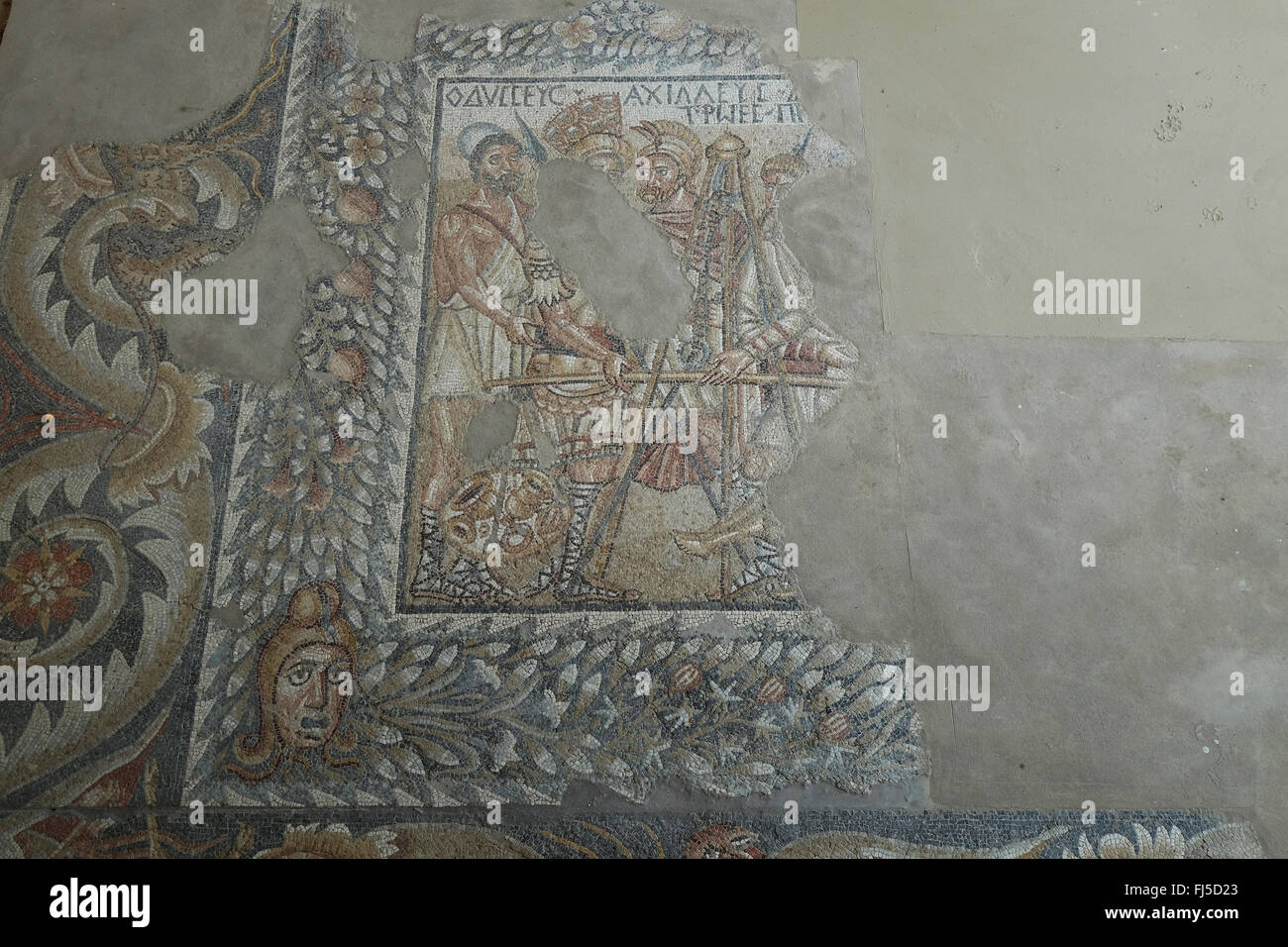 Mosaik, Villa Romana del Tellaro, Noto, Sizilien, Italien, Europa Stockfotografie Alamy