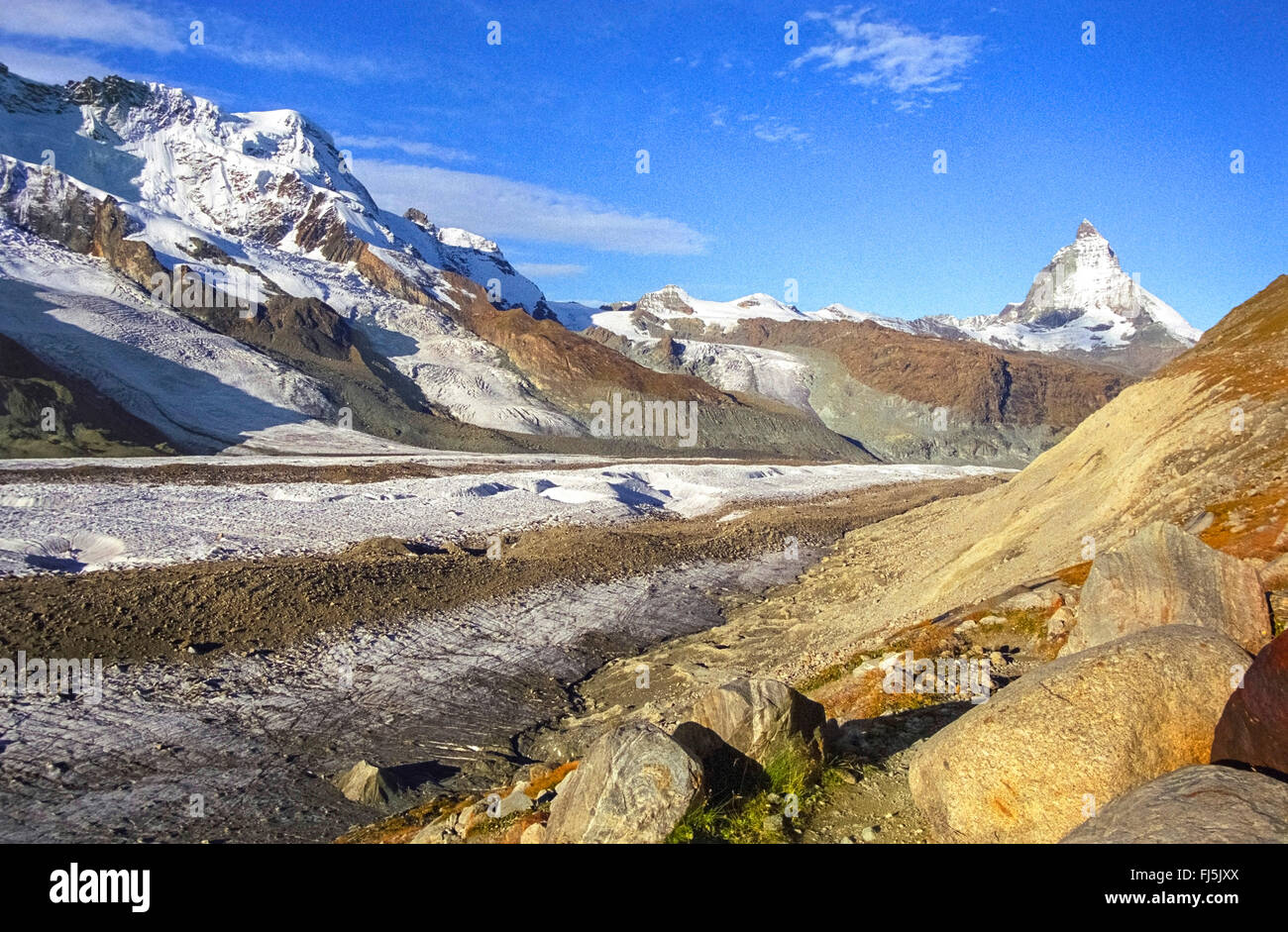 Gornergletscher und Matterhorn, Schweiz, Oberwallis Stockfoto
