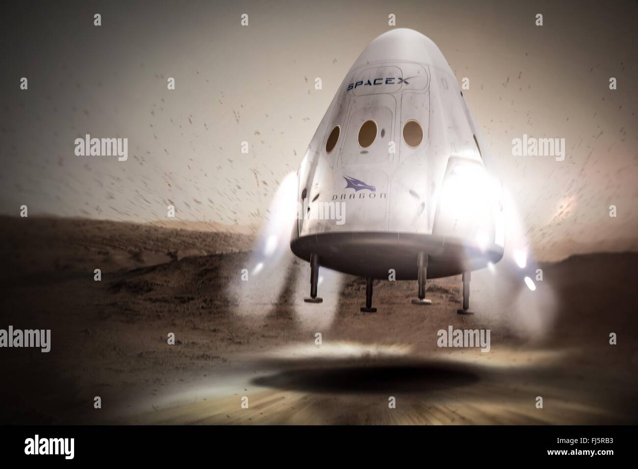 Künstler-Konzept Abbildung von SpaceX Dragon-Mission zum Mars 10. Juni 2015 22. Februar 2016. SpaceX arbeitet mit der NASA, kommerzielle Crew-Missionen für die bemannte Raumfahrt zu entwickeln. Stockfoto Künstler-Konzept Abbildung von SpaceX Dragon-Mission zum Mars 10. Juni 2015 22. Februar 2016. SpaceX arbeitet mit der NASA, kommerzielle Crew-Missionen für die bemannte Raumfahrt zu entwickeln. Stockfoto