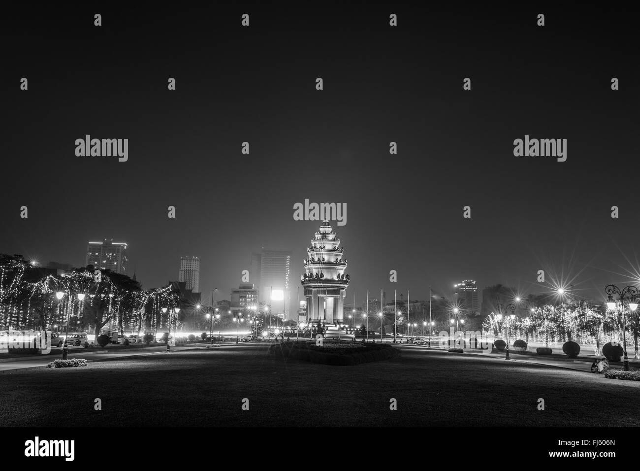 Nacht-Ansicht in Phnom Penh, Kambodscha. Stockfoto