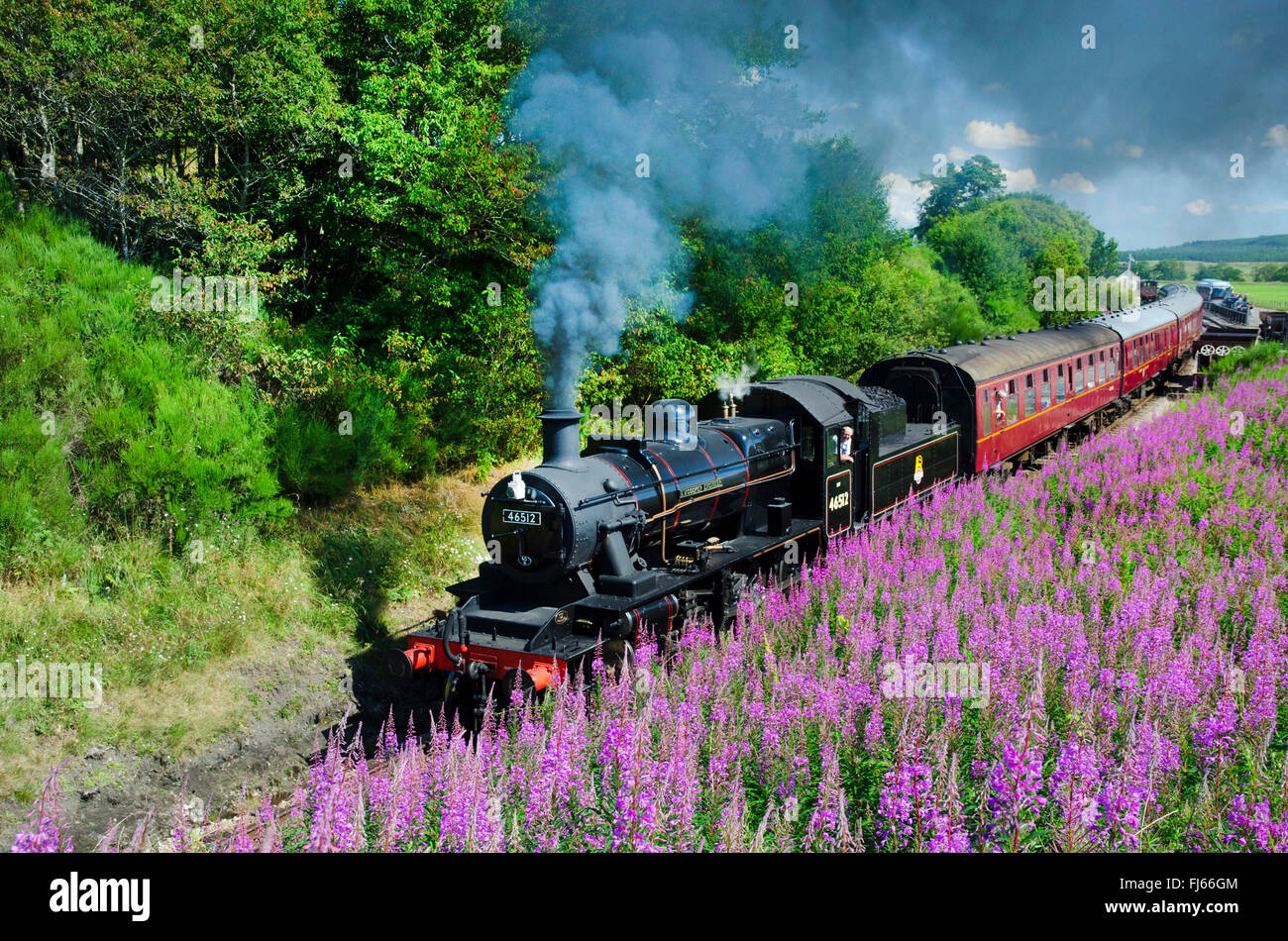 Klasse 2MT Ivatt 2-6-0 Lok 46512 Strathspey Steam Dampfeisenbahn, United Kingdom, England, Broomhill Stockfoto
