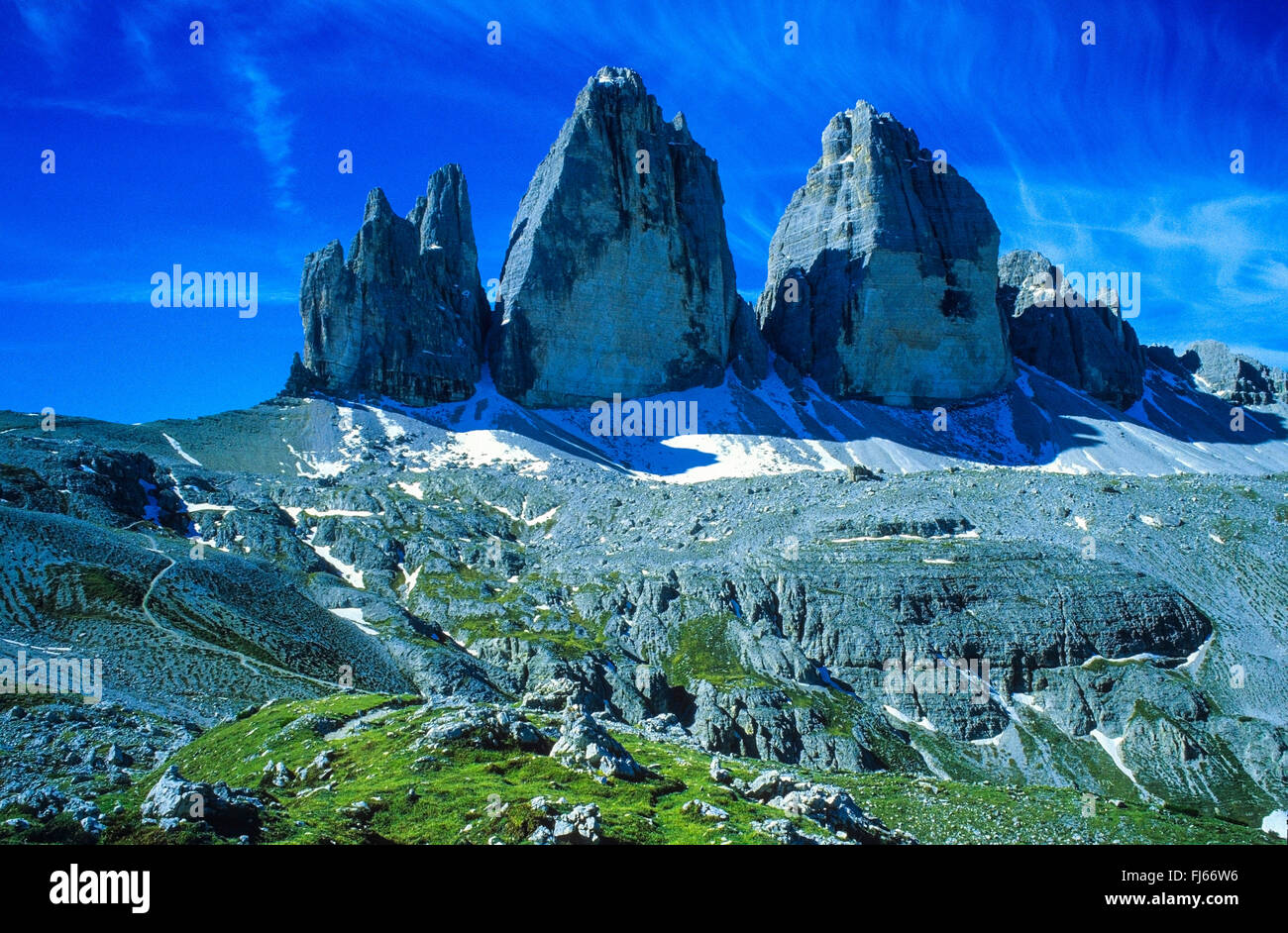 Tre Cime di Lavaredo, Italien, Südtirol, Dolomiten Stockfoto